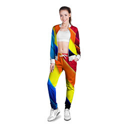 Олимпийка женская Радужные полосы текстура, цвет: 3D-белый — фото 2