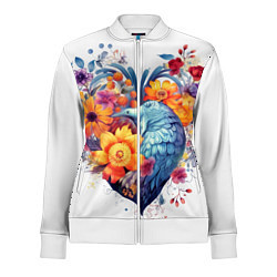 Олимпийка женская Цветочное сердце с птицами, цвет: 3D-белый