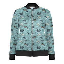 Женская олимпийка Японский дракон на волнах паттерн