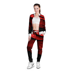 Олимпийка женская Шероховатая красно-черная текстура, цвет: 3D-белый — фото 2