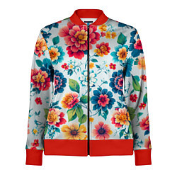 Олимпийка женская Цветочный узор красивый, цвет: 3D-красный