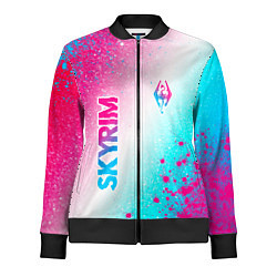 Женская олимпийка Skyrim neon gradient style: надпись, символ
