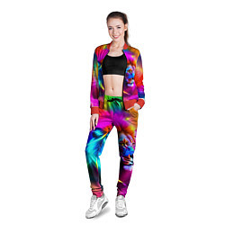 Олимпийка женская Неоновый лев в цветовой абстракции, цвет: 3D-красный — фото 2