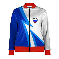 Олимпийка женская Флаг России в сердечке - синий, цвет: 3D-красный