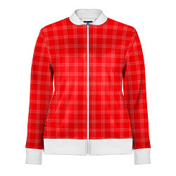 Олимпийка женская Красный клетчатый паттерн, цвет: 3D-белый