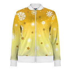 Олимпийка женская Снежинки и звезды на желтом, цвет: 3D-белый