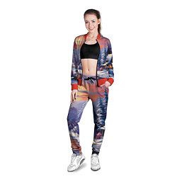 Олимпийка женская Заснеженный новогодний лес чудес, цвет: 3D-красный — фото 2