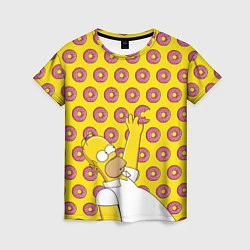 Футболка женская Пончики Гомера Симпсона, цвет: 3D-принт