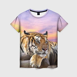Футболка женская Тигр на закате, цвет: 3D-принт