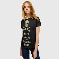 Футболка женская Keep Calm & Rock'n'Roll, цвет: 3D-принт — фото 2