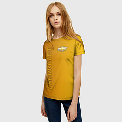 Футболка женская Chevrolet желтый градиент, цвет: 3D-принт — фото 2