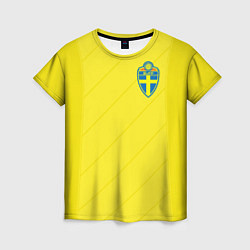 Футболка женская Сборная Швеции: Домашняя ЧМ-2018 цвета 3D-принт — фото 1