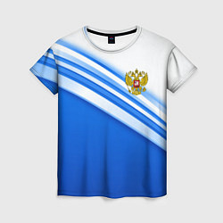 Футболка женская Россия: голубая волна, цвет: 3D-принт