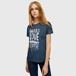 Футболка женская Ghouls Love Coffee, цвет: 3D-принт — фото 2