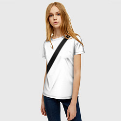 Футболка женская Ремень безопасности - черная полоса прикол на бело, цвет: 3D-принт — фото 2