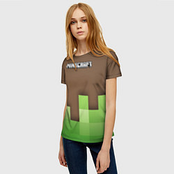 Футболка женская Minecraft - Логотип, цвет: 3D-принт — фото 2