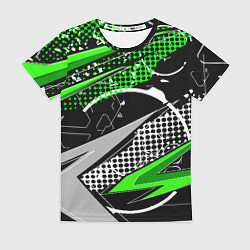 Женская футболка Black and green corners