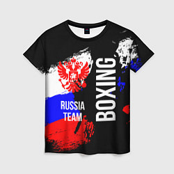 Футболка женская Boxing Russia Team и герб РФ, цвет: 3D-принт