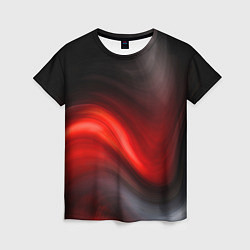 Футболка женская BLACK RED WAVES АБСТРАКЦИЯ, цвет: 3D-принт