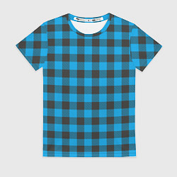 Женская футболка Голубая клетка