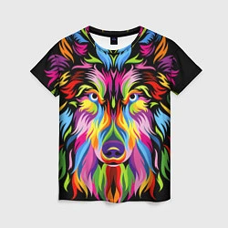 Футболка женская Neon wolf, цвет: 3D-принт