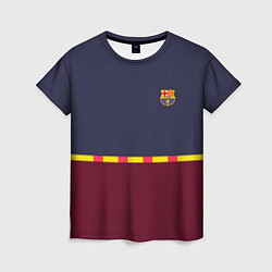 Футболка женская FC Barcelona Flag and team Logo 202122, цвет: 3D-принт