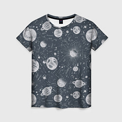 Женская футболка Звезды, планеты и созвездия