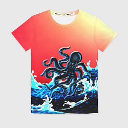Футболка женская Кракен в Море Градиент, цвет: 3D-принт
