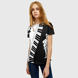 Футболка женская Черно Белое пианино, цвет: 3D-принт — фото 2