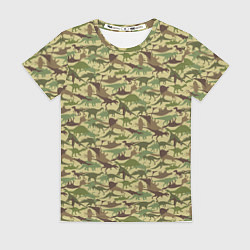 Женская футболка Динозавры камуфляж