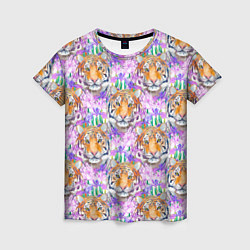 Футболка женская Тигр в цветах, цвет: 3D-принт
