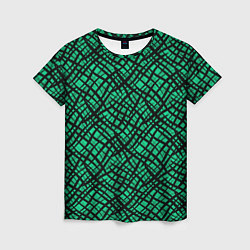 Футболка женская Абстрактный зелено-черный узор, цвет: 3D-принт