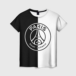 Футболка женская ФК ПСЖ PSG BLACK & WHITE, цвет: 3D-принт