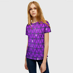 Футболка женская Фиолетовые треугольники, цвет: 3D-принт — фото 2