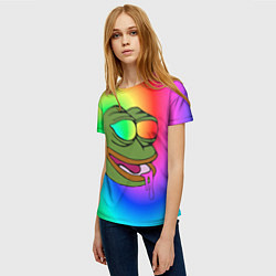 Футболка женская Pepe rainbow, цвет: 3D-принт — фото 2