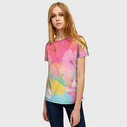 Футболка женская Радужная акварель, цвет: 3D-принт — фото 2