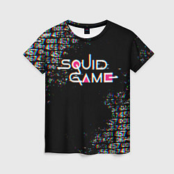 Футболка женская ИГРА В КАЛЬМАРА ГЛИТЧ SQUID GAME GLITCH, цвет: 3D-принт