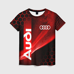 Футболка женская AUDI АУДИ SPORT СПОРТ RED AND BLACK, цвет: 3D-принт