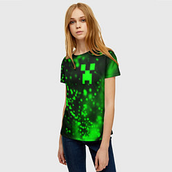 Футболка женская MINECRAFT - КРИПЕР - Частицы, цвет: 3D-принт — фото 2