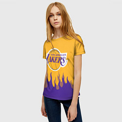 Футболка женская LA LAKERS NBA FIRE ЛЕЙКЕРС ОГОНЬ, цвет: 3D-принт — фото 2