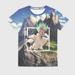 Футболка женская Доктор Стоун Dr Stone, Сэнку Ишигами Ishigami Senk, цвет: 3D-принт