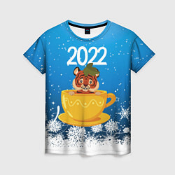 Футболка женская Тигр в кружке Новый год 2022, цвет: 3D-принт