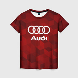 Футболка женская Ауди, Audi Красный фон, цвет: 3D-принт