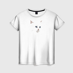 Футболка женская Белый незаметный кот, цвет: 3D-принт