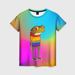 Футболка женская Радужная лягушка Rainbow Frog, цвет: 3D-принт