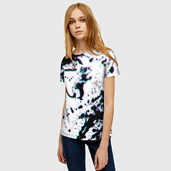 Футболка женская BANKSY БЭНКСИ крыса в очках глитч, цвет: 3D-принт — фото 2