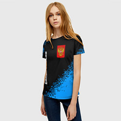 Футболка женская RUSSIA - ГЕРБ Слава России Краска, цвет: 3D-принт — фото 2