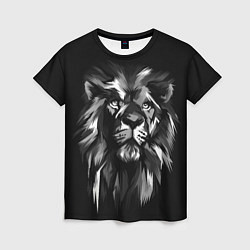Футболка женская Голова льва в черно-белом изображении, цвет: 3D-принт