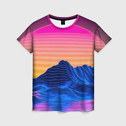 Футболка женская Vaporwave Mountains Психоделика Неон, цвет: 3D-принт