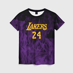 Футболка женская Lakers 24 фиолетовое пламя, цвет: 3D-принт